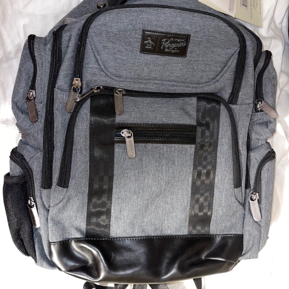 ORIGINAL PENGUIN Backpack, Grey Crosshatch, 19" Odell Collection - Picture 5 of 11